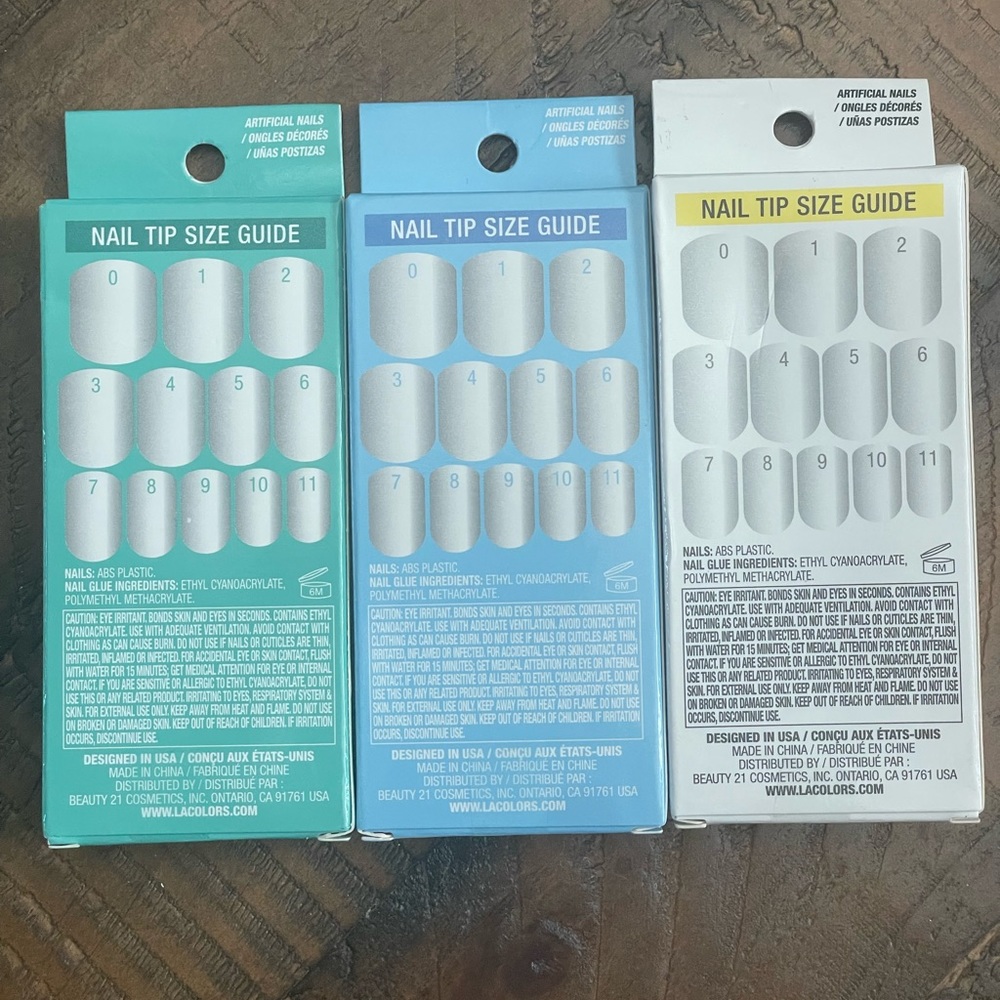 Set of 3 LA Colors Glue on Nails - Picture 2 of 2